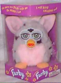 Pink & Grey Tuxedo Furby with GREEN eyes