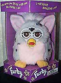 Pink & Grey Tuxedo Furby with BROWN eyes