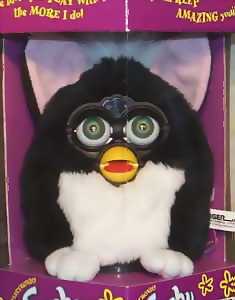 Black & White Tuxedo Furby with GREEN eyes
