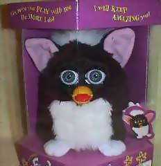 Black & White Tuxedo Furby with GREY Eyes